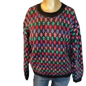 Best American Women Sweater Vintage Wool Blend Oversized 80's
